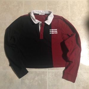 Vans Superspeede Cropped Polo Shirt Black & Red